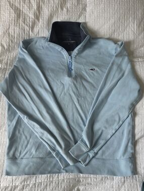 Vineyard Vines Men's Light Blue Quarter-Zip Pullover